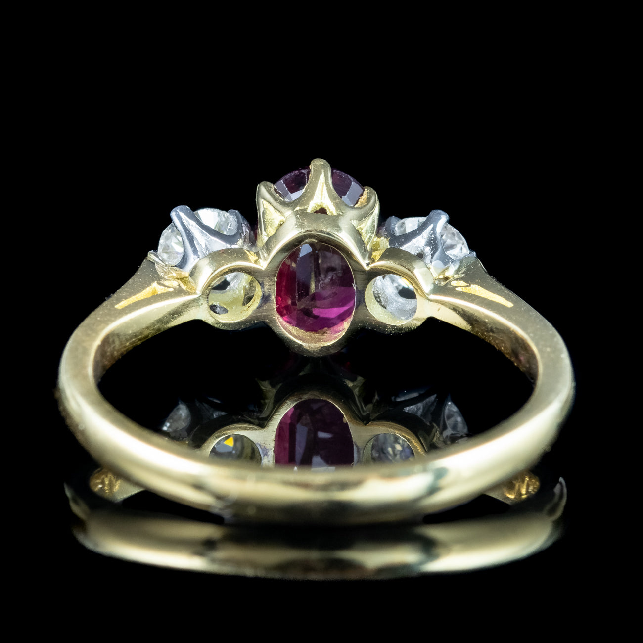 Victorian Style Trilogy Ring Ruby Diamond – Laurelle Antique Jewellery