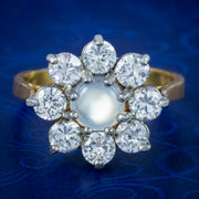 Victorian Style Moonstone CZ Flower Ring