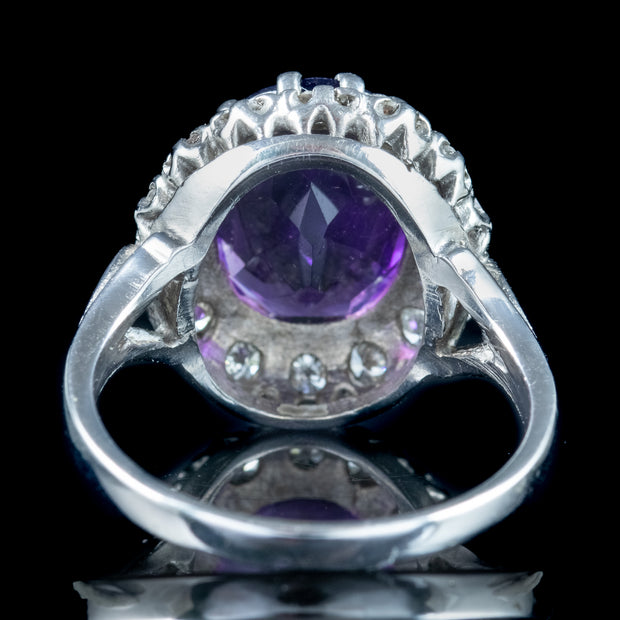 Vintage Amethyst Diamond Cluster Ring 4.5ct Amethyst 