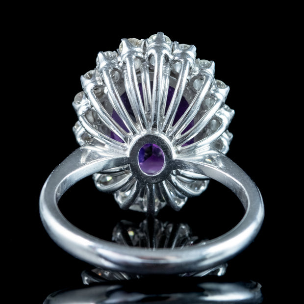 Vintage Amethyst Diamond Cluster Ring 6ct Amethyst 