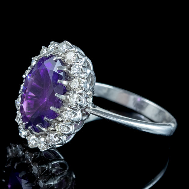 Vintage Amethyst Diamond Cluster Ring 6ct Amethyst 