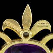 Vintage Amethyst Heart Diamond Enamel Necklace 18ct Gold Dated 1978