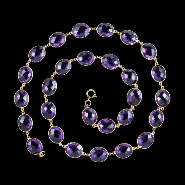 Vintage Amethyst Riviere Necklace 18ct Gold