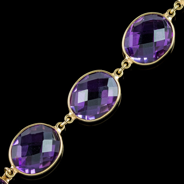 Vintage Amethyst Riviere Necklace 18ct Gold