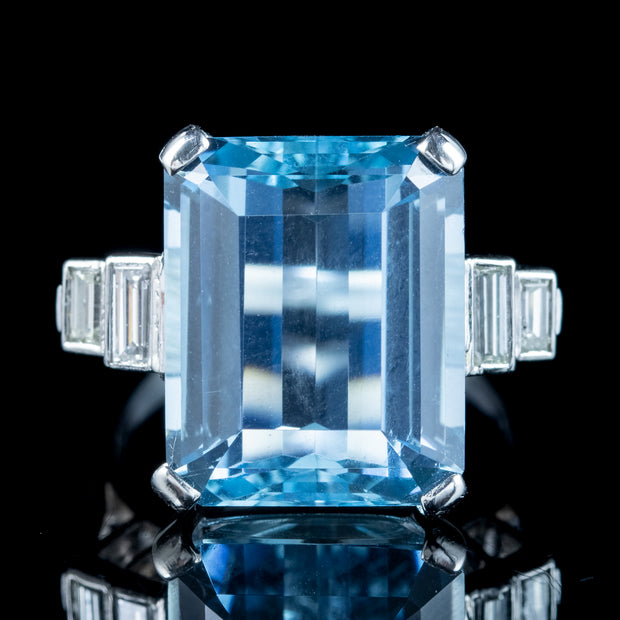 Vintage Aquamarine Diamond Cocktail Ring 8ct Aqua
