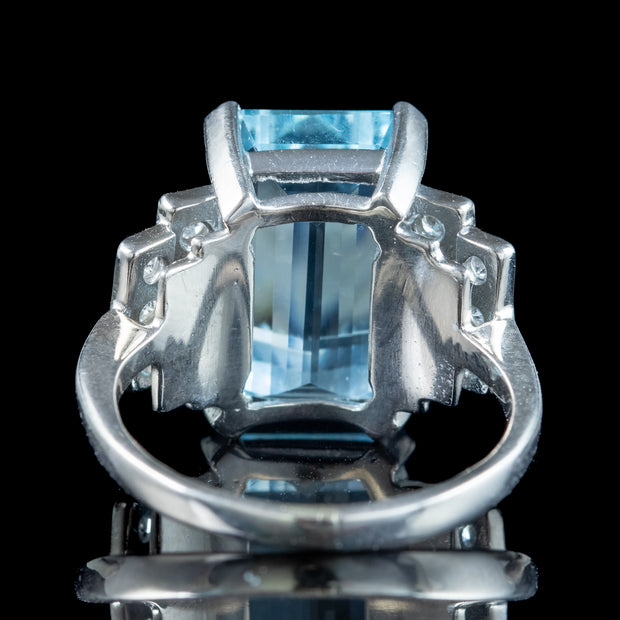 Vintage Aquamarine Diamond Ring 6ct Aqua Dated 1950