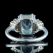 Vintage Aquamarine Diamond Ring 3ct Aquamarine 