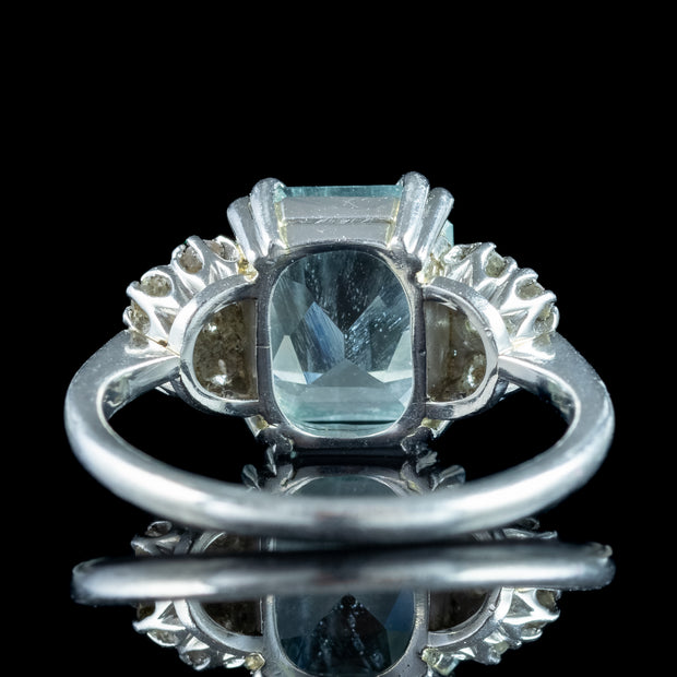 Vintage Aquamarine Diamond Ring 3ct Aquamarine 