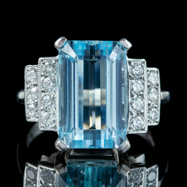 Vintage Aquamarine Diamond Ring 6ct Aqua Dated 1950