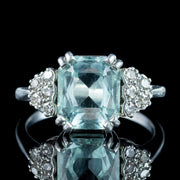Vintage Aquamarine Diamond Ring 3ct Aquamarine 