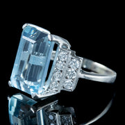 Vintage Aquamarine Diamond Ring 6ct Aqua Dated 1950