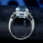 Vintage Aquamarine Diamond Ring 6ct Aqua Dated 1950