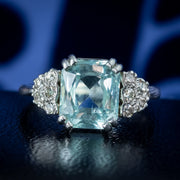 Vintage Aquamarine Diamond Ring 3ct Aquamarine 