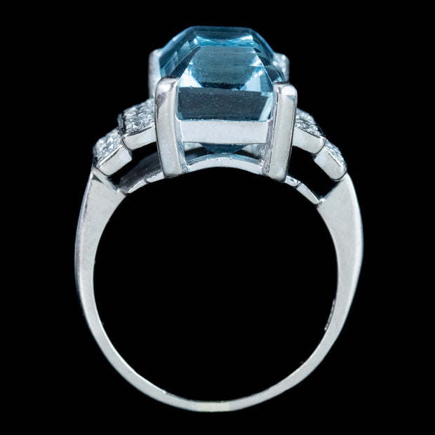 Vintage Aquamarine Diamond Ring 6ct Aqua Dated 1950