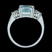 Vintage Aquamarine Diamond Ring 3ct Aquamarine 