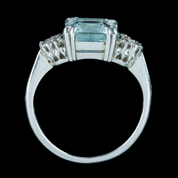 Vintage Aquamarine Diamond Ring 3ct Aquamarine 