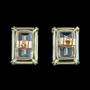 Vintage Aquamarine Stud Earrings 18ct Gold 6ct Aquas