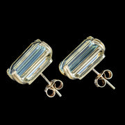 Vintage Aquamarine Stud Earrings 18ct Gold 6ct Aquas