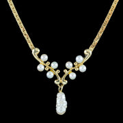 Vintage Baroque Pearl Lavaliere Necklace 9ct Gold