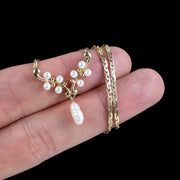 Vintage Baroque Pearl Lavaliere Necklace 9ct Gold