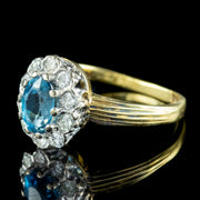 Vintage Blue Zircon Diamond Cluster Ring Dated 1983