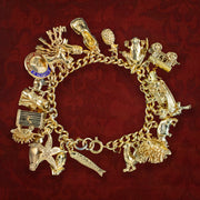 Vintage Charm Bracelet Silver 18ct Gold Gilt 24 Charms