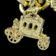 Vintage Curb Charm Bracelet Heart Padlock And 6 Charms 