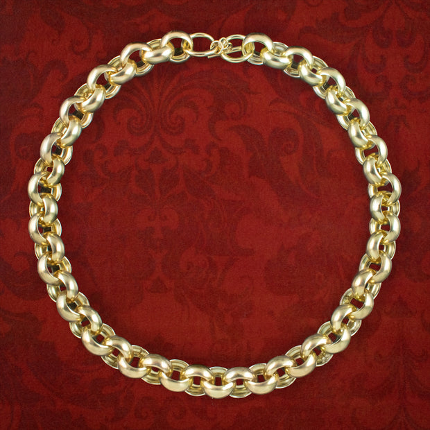 Vintage Chunky Belcher Chain Necklace Sterling Silver 18ct Gold Gilt