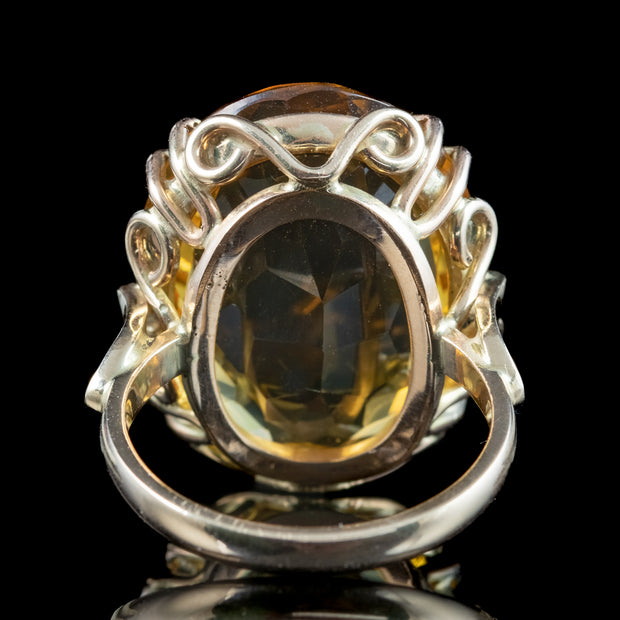 Vintage Citrine Cocktail Ring 25ct Citrine