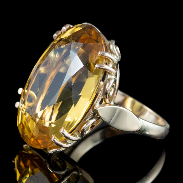 Vintage Citrine Cocktail Ring 25ct Citrine