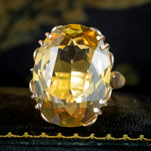 Vintage Citrine Cocktail Ring 25ct Citrine