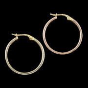 Vintage Creole Hoop Earrings Three Tone 14ct Gold