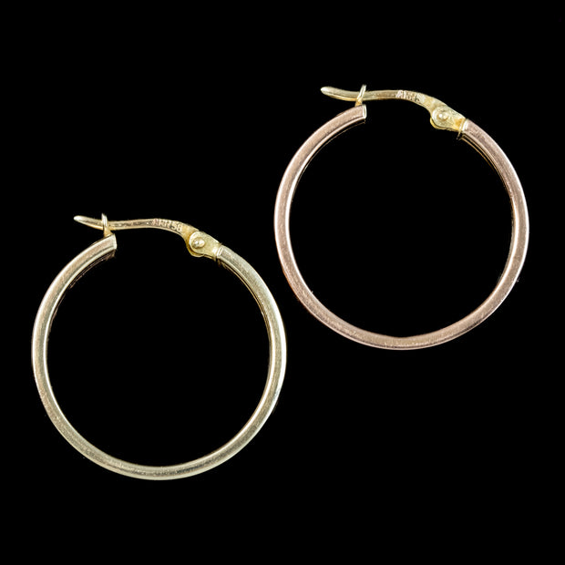Vintage Creole Hoop Earrings Three Tone 14ct Gold