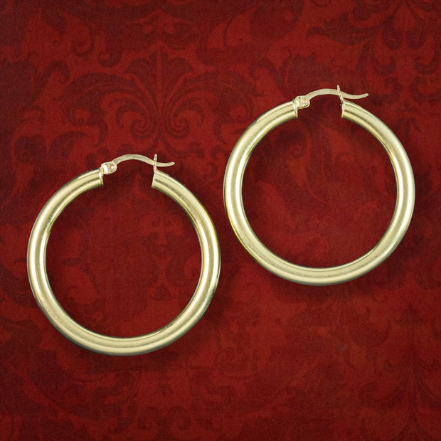 Vintage Creole Hoop Earrings 18ct Gold 