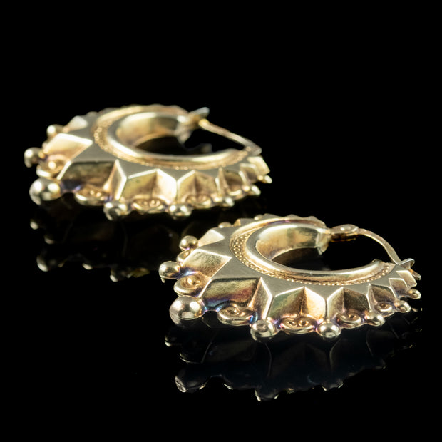 Vintage Creole Hoop Earrings 9ct Gold Unoaerre