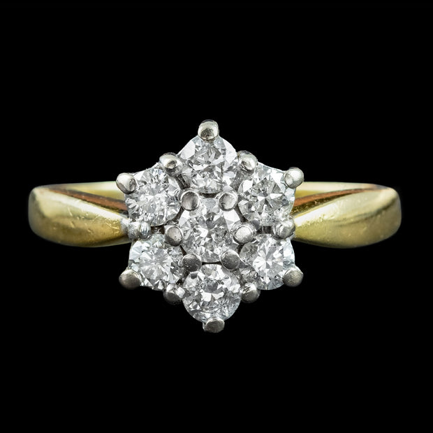 Vintage Diamond Cluster Ring 0.75ct Total Dated 2000