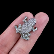 Vintage Diamond Frog Brooch Ruby Eyes 1.5ct Diamond 