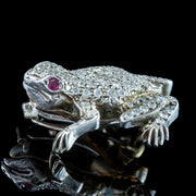 Vintage Diamond Frog Brooch Ruby Eyes 1.5ct Diamond 