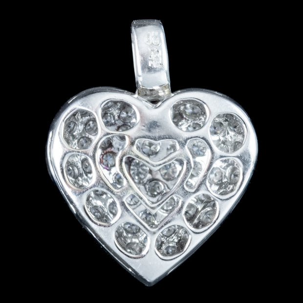 Vintage Diamond Heart Pendant 18ct Gold 0.80ct Of Diamond
