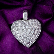 Vintage Diamond Heart Pendant 18ct Gold 0.80ct Of Diamond