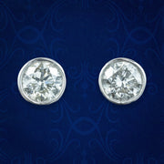 Vintage Diamond Solitaire Stud Earrings 18ct Gold 1.5ct Total