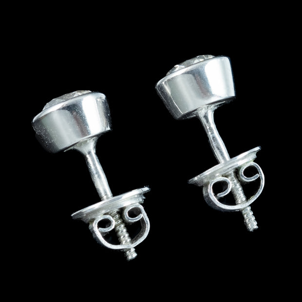 Vintage Diamond Solitaire Stud Earrings 18ct Gold 1.5ct Total