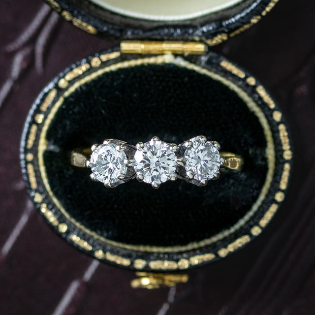 Vintage Diamond Trilogy Ring 1.6ct Total Dated 1970
