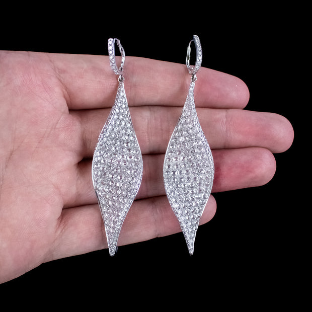 Vintage Diamond Twirl Drop Earrings 18ct Gold 8ct Of Diamond 
