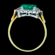 Vintage Emerald Diamond Cluster Ring 3.65ct Emerald Dated 1977