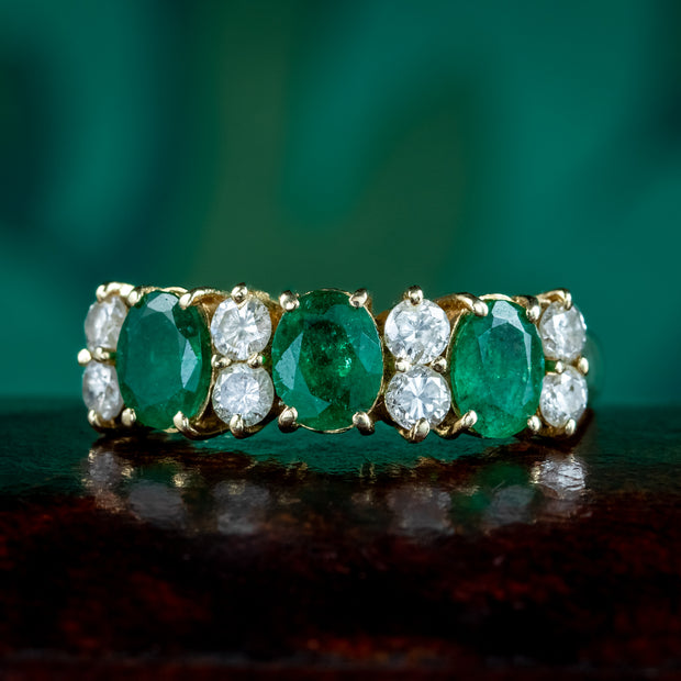 Vintage Emerald Diamond Ring 1.8ct Emerald 