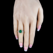 Vintage Emerald Diamond Trilogy Ring 2.2ct Emerald With Cert