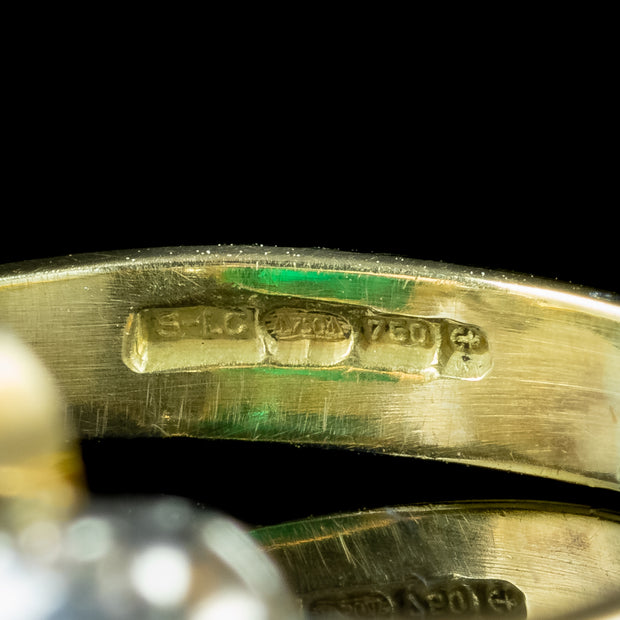 Vintage Emerald Diamond Trilogy Ring 2.2ct Emerald With Cert