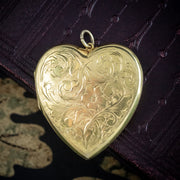 Vintage Floral Heart Locket 9ct Gold 