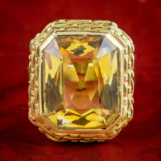 Vintage French Citrine Cocktail Ring 12ct Citrine